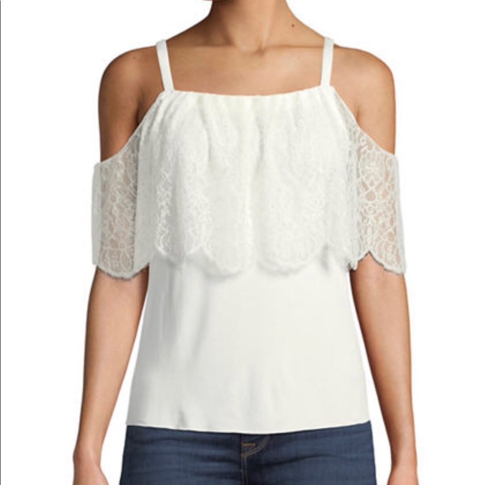 Bailey44 Montage Lace Cold-Shoulder top. Tags on